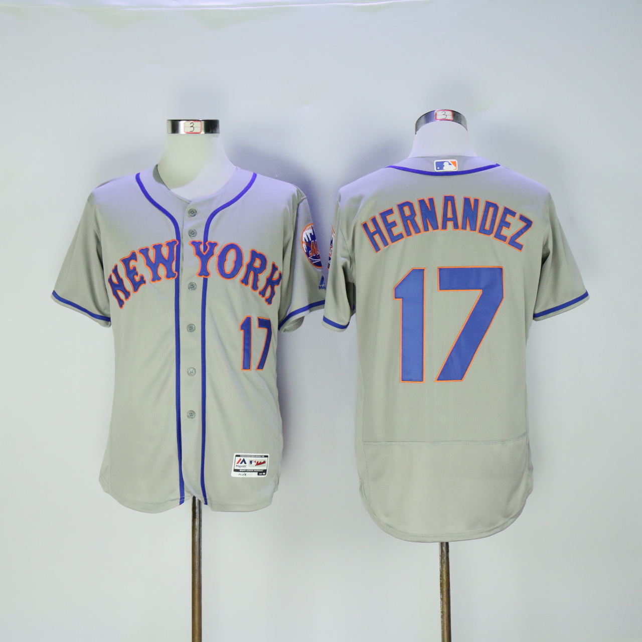 Men New York Mets #17 Hernandez Grey Throwback Elite MLB Jerseys->->MLB Jersey